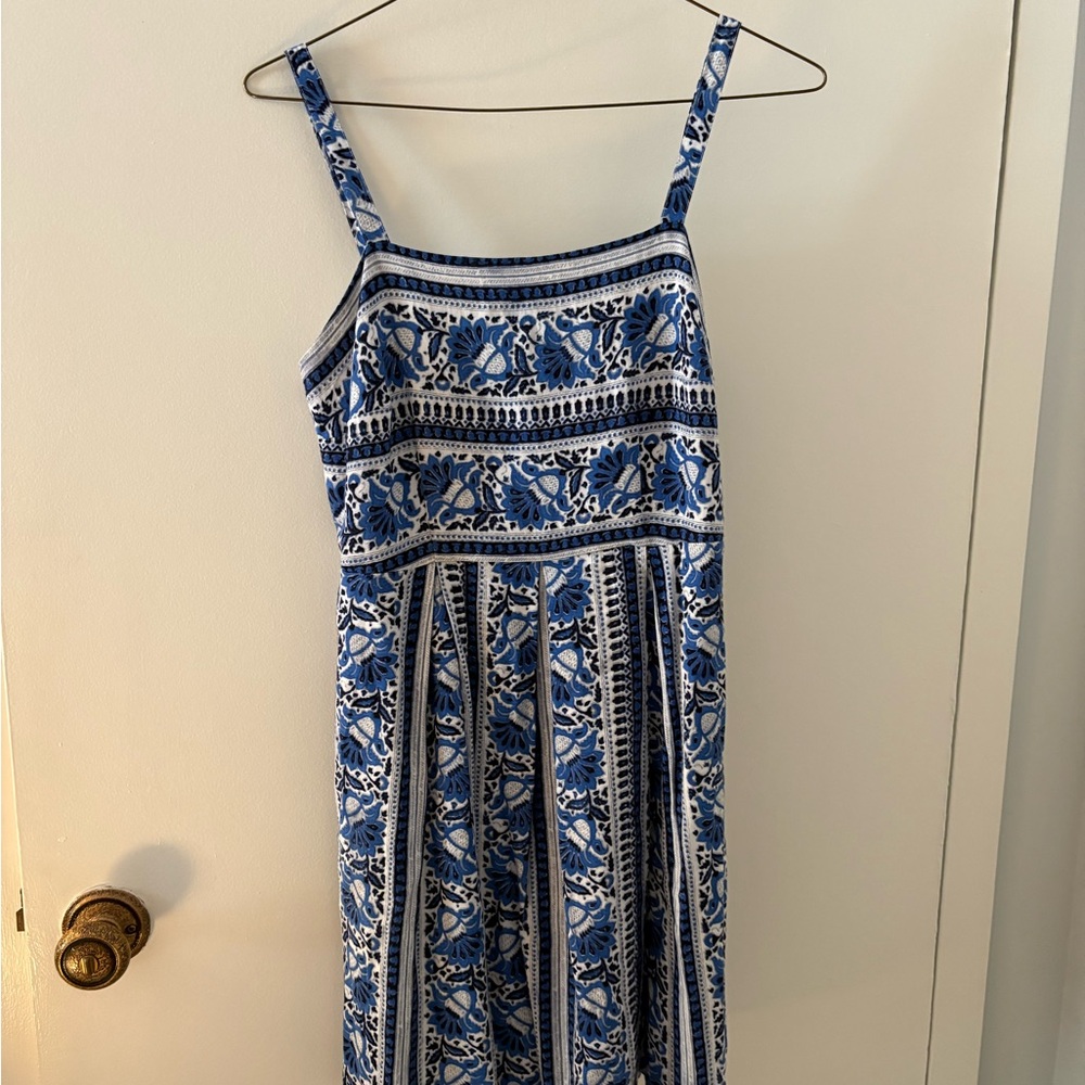 LOFT Blue and White Sleeveless Sundress